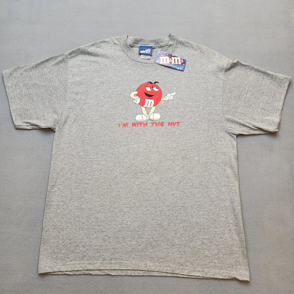 M&Ms Red Character Im With The Nut Graphic T-Shirt Gray XL Delta Pro Weight NWT - Picture 1 of 7